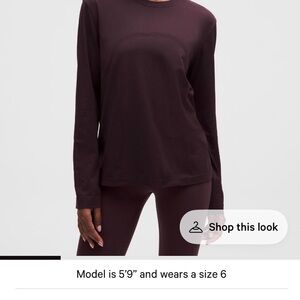 lululemon athletica swiftly relaxed hip lenght Dark Maroon Long Sleeve Top NWT